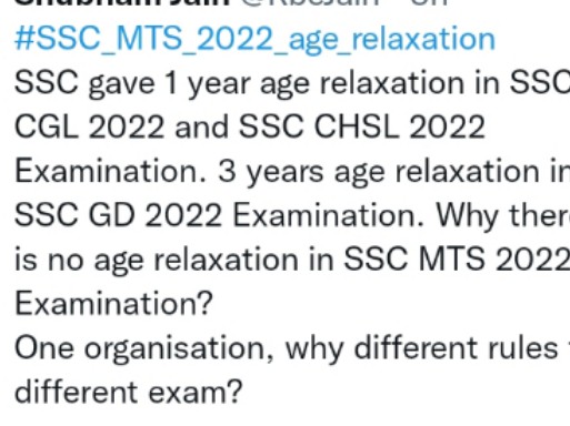 Invisib58278905's tweet photo. #SSC_MTS_2022_age_relaxation @abhinaymaths @DoPTGoI @narendramodi @SSCorg_in @RYPofficial https://t.co/bJmwI0FKur