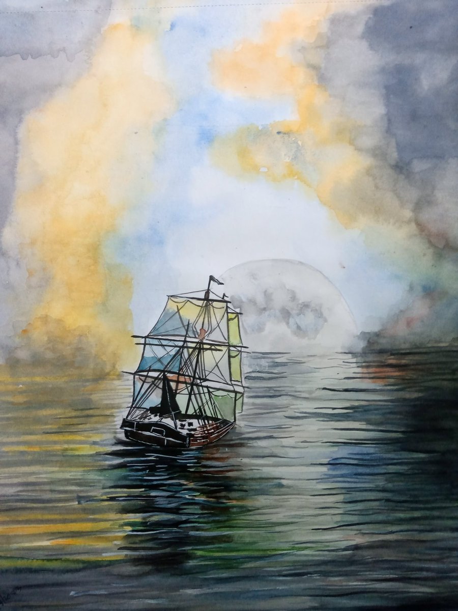RangArts's tweet photo. Watercolour painting 🖌️🎨 created by #Budding_Artist #Suparna_Ghosh B.A. a2nd Year. kolkata.23/1/2023. https://t.co/UxGsM4HSHF