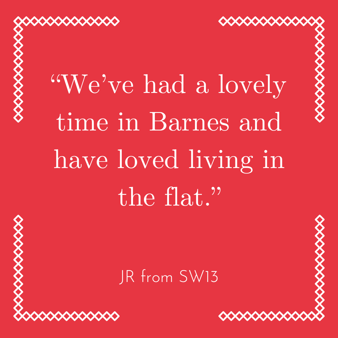 A very happy SW13 tenant on their time in beautiful Barnes:⁠
" We've had a lovely time in Barnes and have loved living in the flat."⁠
⁠
#barnes #sw13 #swlondon #swlondonflats #tenants #rentalhomes #flatstolet #londonflats