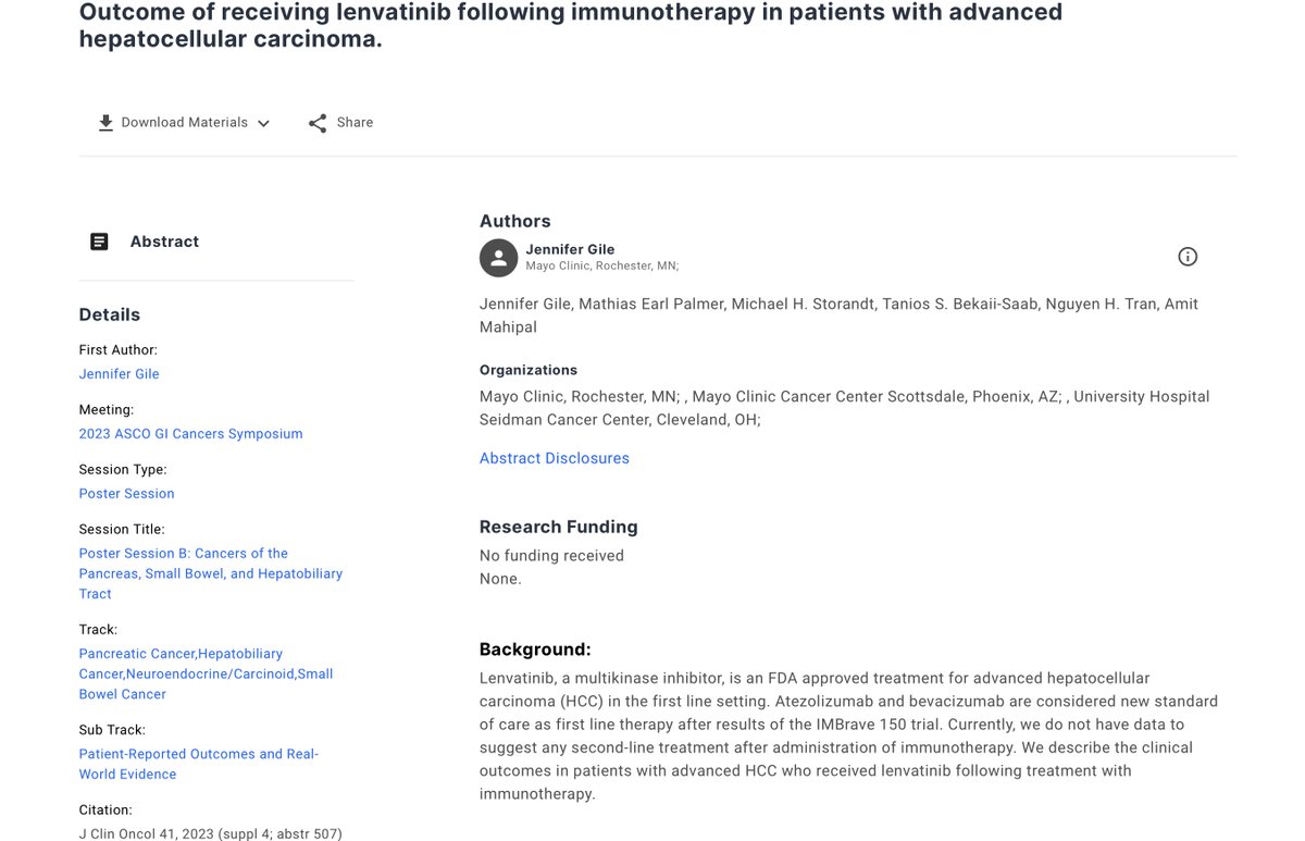 HCC CONNECT (@hccconnectinfo) on Twitter photo #ASCO23 update! Here is a great abstract from <a href="/jennifer_gile/">Jennifer Gile, M.D.</a> on the outcome of #levatinib following immunotherapy in patients with advanced #HCC
Conclusions
Patients may benefit from treatment with lenvatinib following initial progression on immunotherapy
ow.ly/ZY1M50Mxp6T #ASCO23 update! Here is a great abstract from <a href="/jennifer_gile/">Jennifer Gile, M.D.</a> on the outcome of #levatinib following immunotherapy in patients with advanced #HCC
Conclusions
Patients may benefit from treatment with lenvatinib following initial progression on immunotherapy
ow.ly/ZY1M50Mxp6T