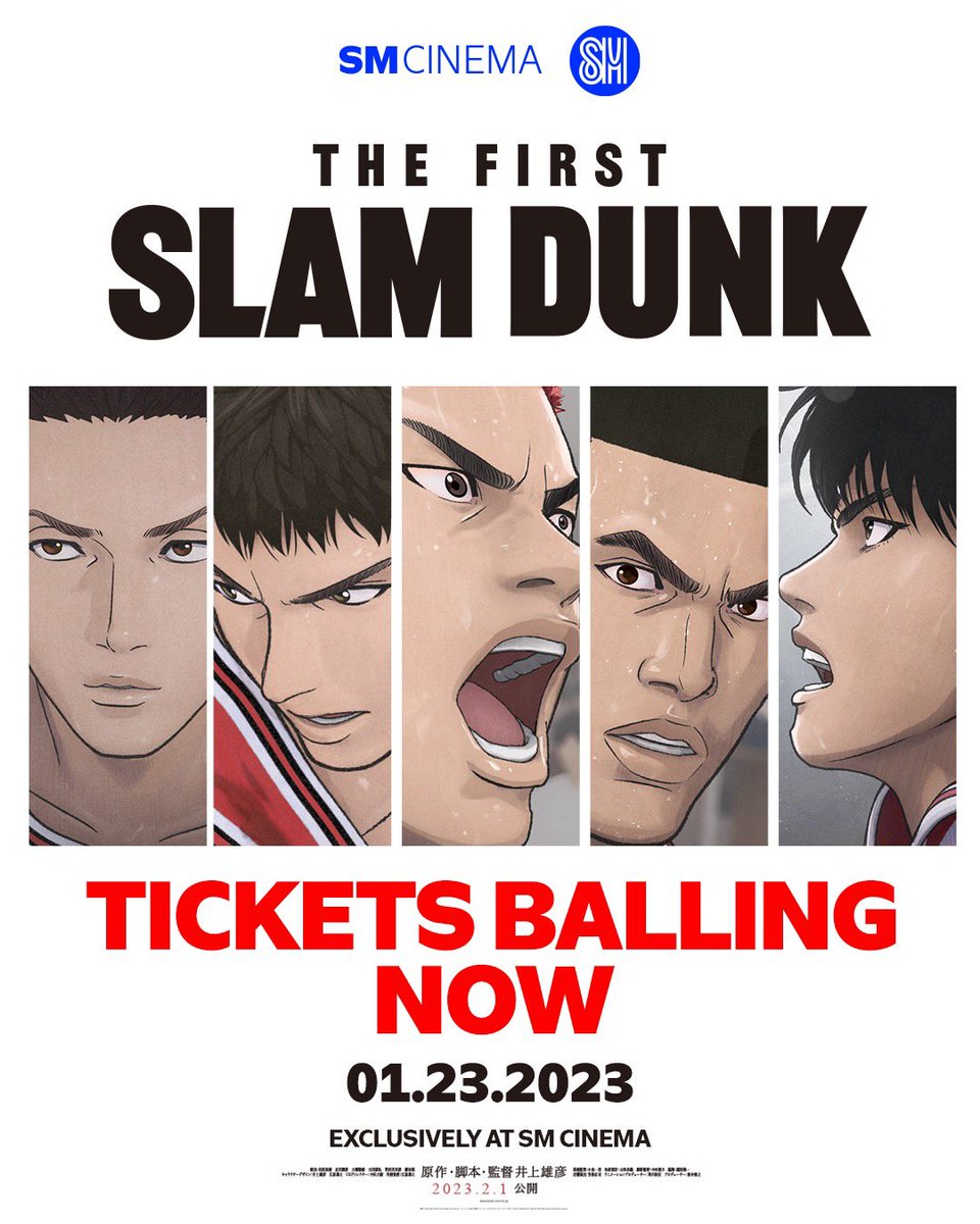 Tickets for The First Slam Dunk movie are now available! 🏀 Catch it exclusively in SM Cinema, Director's Club and SM Cinema IMAX on February 1! ⛹🏻 Get your tickets now! 🎟 bit.ly/TheFirstSlamDu… #TheFirstSlamDunkAtSMCinema #MakeMoveisAweSM #SMCinema
