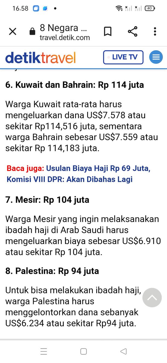 AHayH_yatt's tweet photo. Muslim Indonesia yang ngakunya sering beri bantuan ke muslim Palestina ribut biaya haji bakalan naik jadi 69 juta. Muslim Palestina aja sekarang harus merogoh kocek 94 juta untuk menunaikan ibadah haji, padahal lebih dekat ke Arab Saudi. https://t.co/B9dFvWbd4t