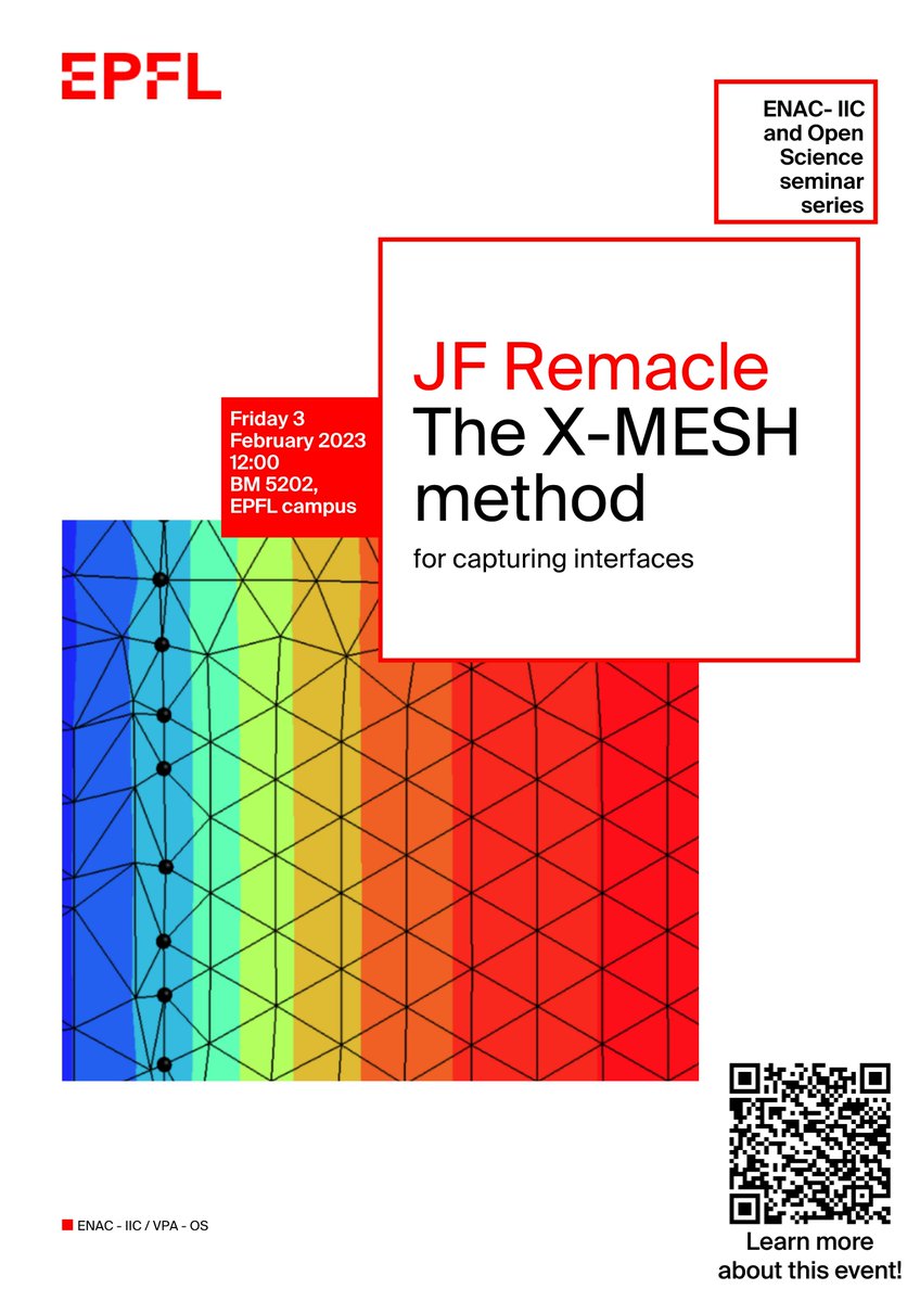 EPFLOpenScience's tweet photo. 📢 Save the date! Friday, February 3rd at noon.
JF Remacle (@jeanfra99622744) from @UCLouvain_be will talk about the #XMESH method in our joint ENAC-IIC #EPFLOpenScienceSeminar
https://t.co/XHmnVknav1
#CivilEngineering #OpenScience #FiniteElement #Meshing https://t.co/TiIRZnk8Bl