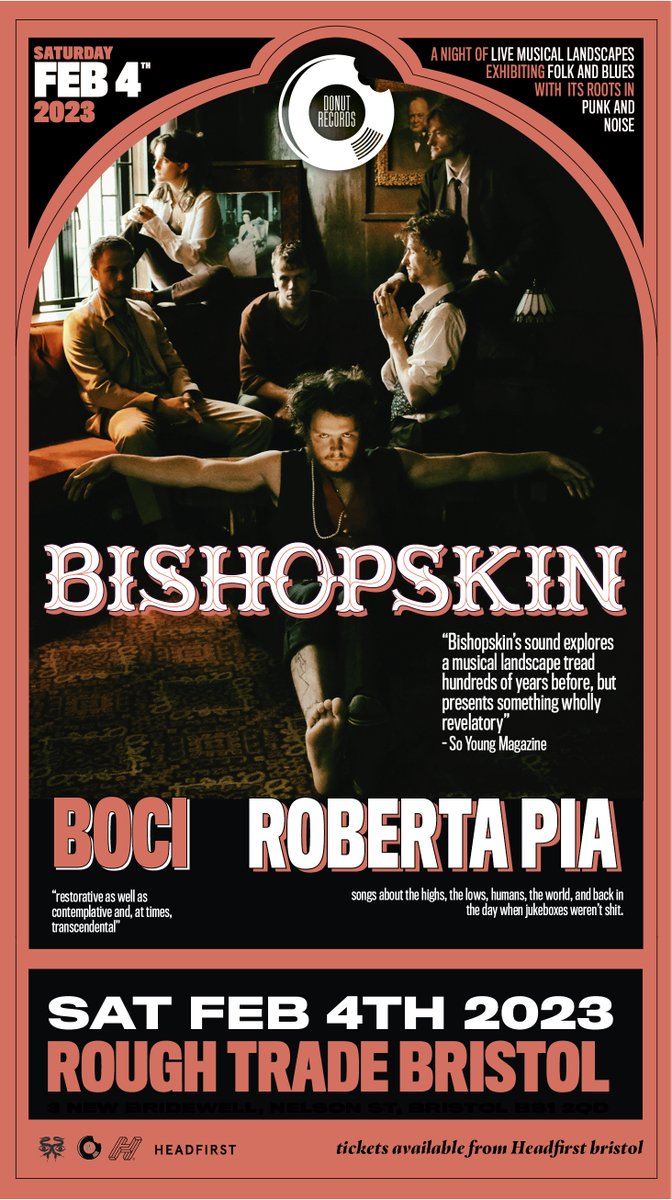 On Feb 4th we welcome @BishopskinBand to @RoughTrade Bristol

playing alongside the amazing Boci and Roberta Pia

youtu.be/JJE912sn5Pg?t=…

hdfst.uk/E82835