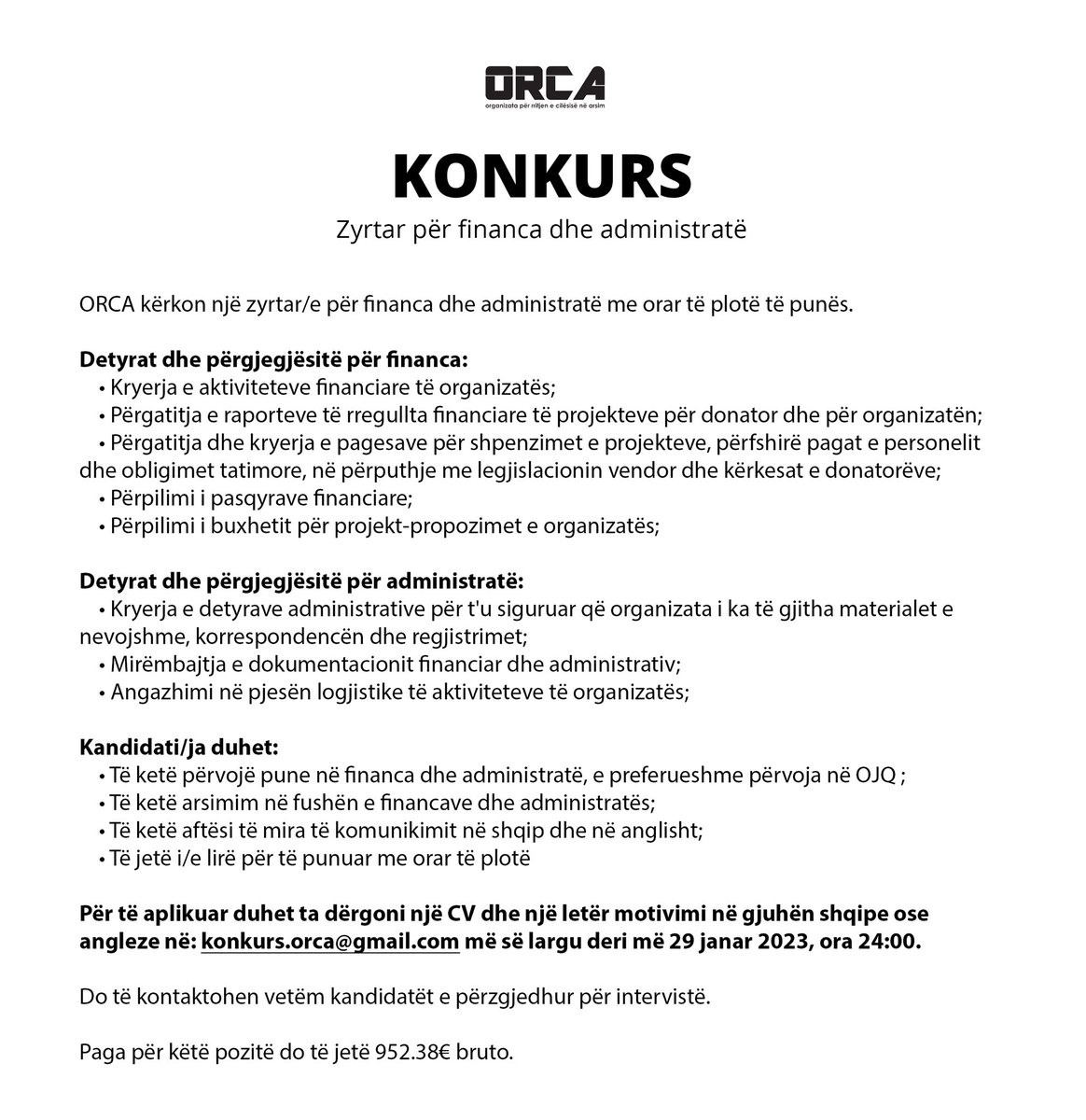 ojq_ORCA's tweet photo. KONKURS - ZYRTAR PËR FINANCA DHE ADMINISTRATË https://t.co/Af5FkN2G0Q