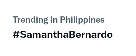 #SamanthaBernardo is effortlessly trending in Philippines!

PieNalong SAMBER