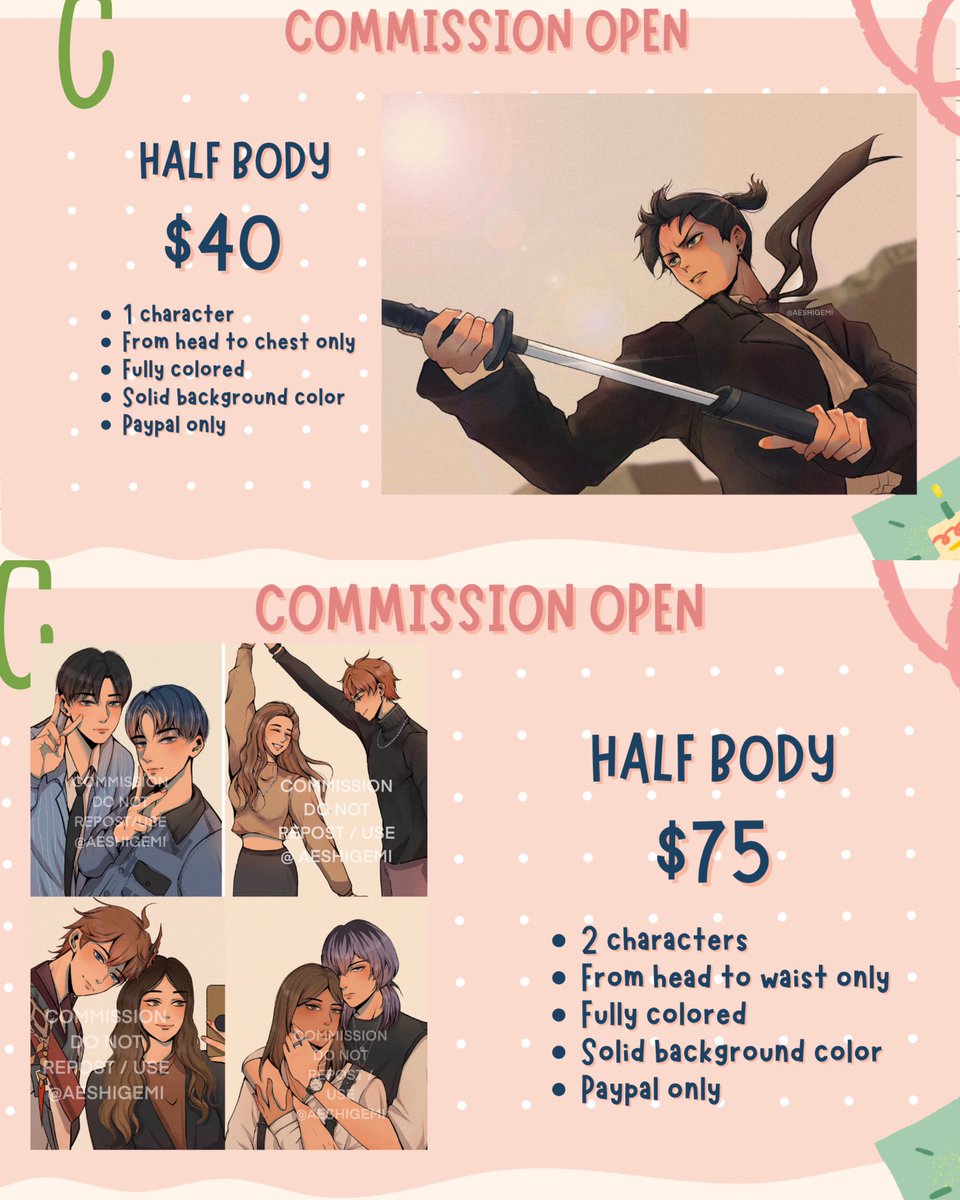 ‼️ EMERGENCY COMMISSIONS ‼️

please help an artist out. need to support my tuition 🥹✨ thank you!! 😭

- slots are still open
- rts and likes are very appreciated 🥺
- link below 