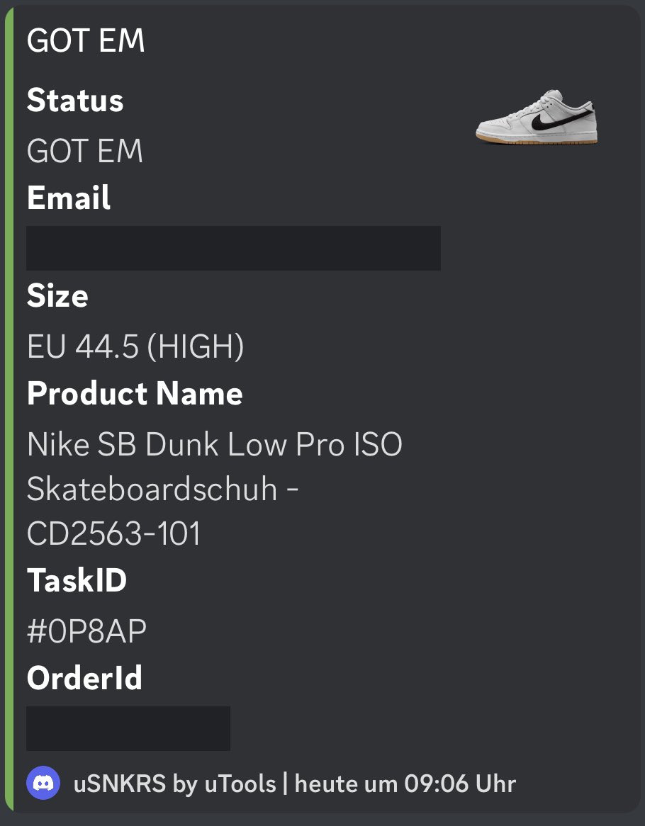 Nice Cookout👨‍🍳
Cookgroup: @NobleNotify 
Accs: @LazyMails 
Proxies: @Marsproxies 
Bot: @usnkrs @usnkrs_success
