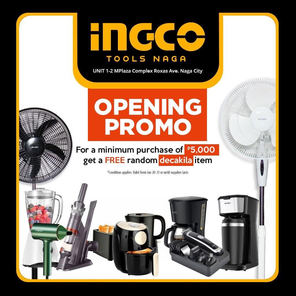 nagacitydeck's tweet photo. Catch #INGCOtoolsNaga OPENING PROMO! 50% off on all power tools and more! #ingcotools is located at Unit 1-2 MPlaza Complex, Diversion Road #NagaCity https://t.co/XdsFlJLret