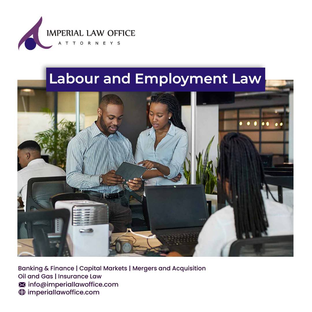 Imperial Law Office Attorneys offers the best level of legal consultation on labour and employment law in the labour market.

#imperiallawoffice #labour #labourlaw #labourmarket #commerciallaw #lawyer #lawfirm #attorney #legal #legaladvice #employmentlaw #employment #nigeriajobs