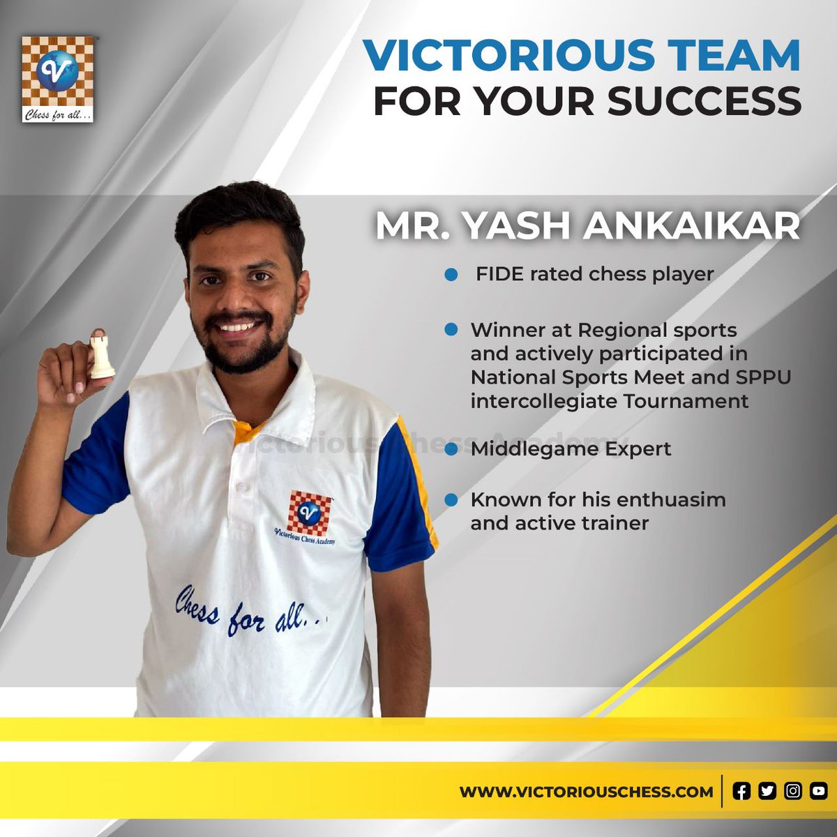 VictoriousChess's tweet image. A good coach inspires you to increase your knowledge of the game.
victoriouschess.com
Call: +91 7796760746  
#chesstrainer #chesscoach #chessteacher #victoriouschess #chessplayers #playchess