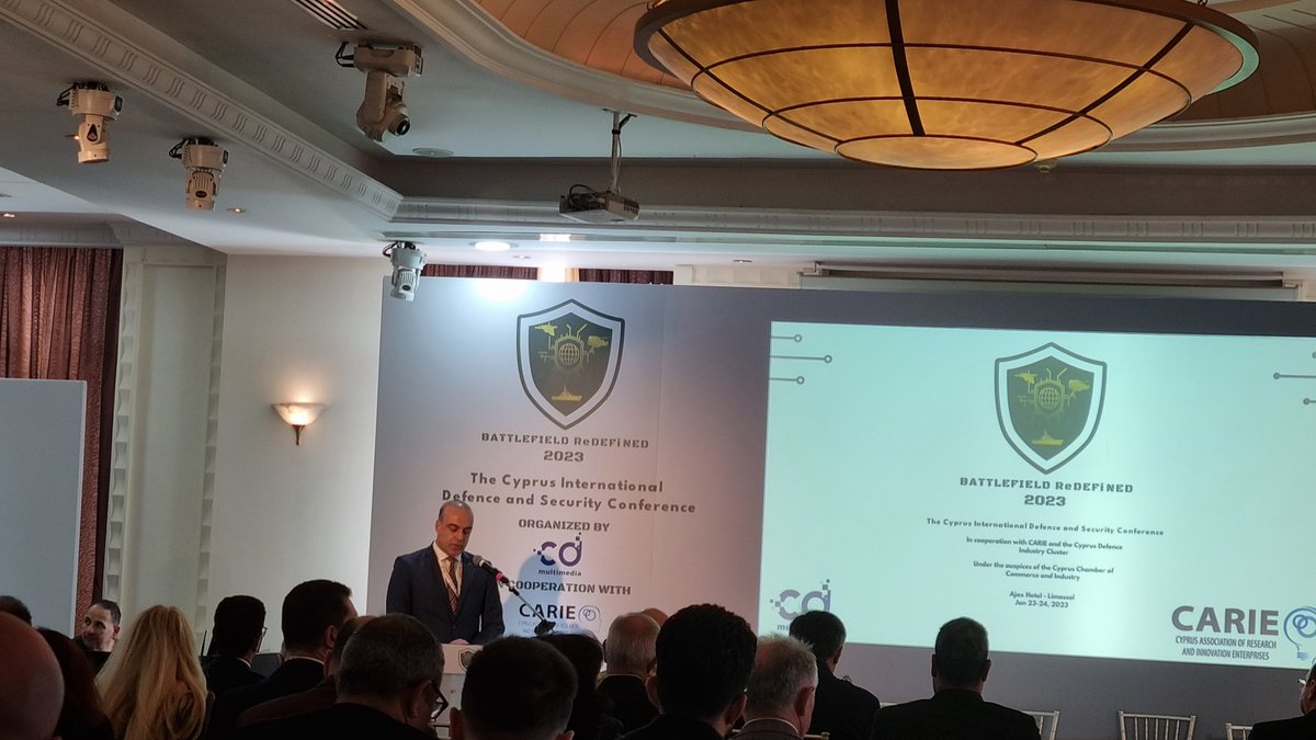 Michalis_Greg's tweet photo. Attending the 🇨🇾 International Defence &amp; Security Conference. @OEBcy strongly supports the enhancement of the local defence industry and R&amp;D ecosystem. Cyprus defence industrial production has to be an integral part of the national industrial policy. @DefenceCyprus @cyMECI https://t.co/lukKLJbKlT