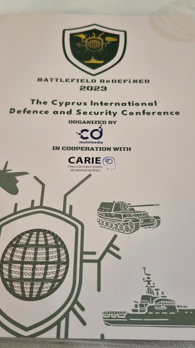 Michalis_Greg's tweet photo. Attending the 🇨🇾 International Defence &amp; Security Conference. @OEBcy strongly supports the enhancement of the local defence industry and R&amp;D ecosystem. Cyprus defence industrial production has to be an integral part of the national industrial policy. @DefenceCyprus @cyMECI https://t.co/lukKLJbKlT