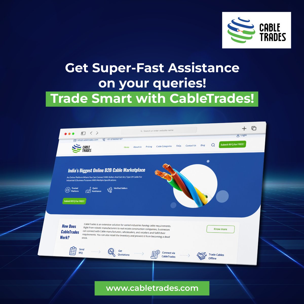 CableTrades's tweet photo. Along with quick responses, connect with verified sellers &amp; buyers to trade smartly on CableTrades! 
👉https://t.co/y6j6CjCyjp

#cableaccessories #cablemanagement #cables #qualitycables #cablesupplier #cablemanufacturer #onlinecabletrading https://t.co/U4RylG5UN4
