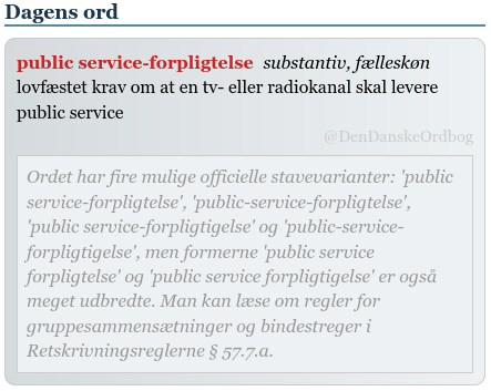 DenDanskeOrdbog's tweet photo. #stavevarianter #normering #publicservice #dagensord
https://t.co/vnqhv6UJIl https://t.co/9pmhJ3fG95