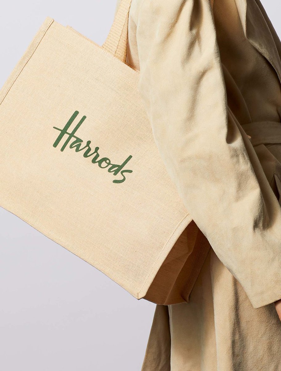 Change is coming! From 31st January 2023 Harrods will be removing all carrier bags from our Food Halls, Gift Shop and Gift Wrapping departments, to continue our waste reduction efforts. Customers will be asked to use an existing carrier bag when shopping in these departments.