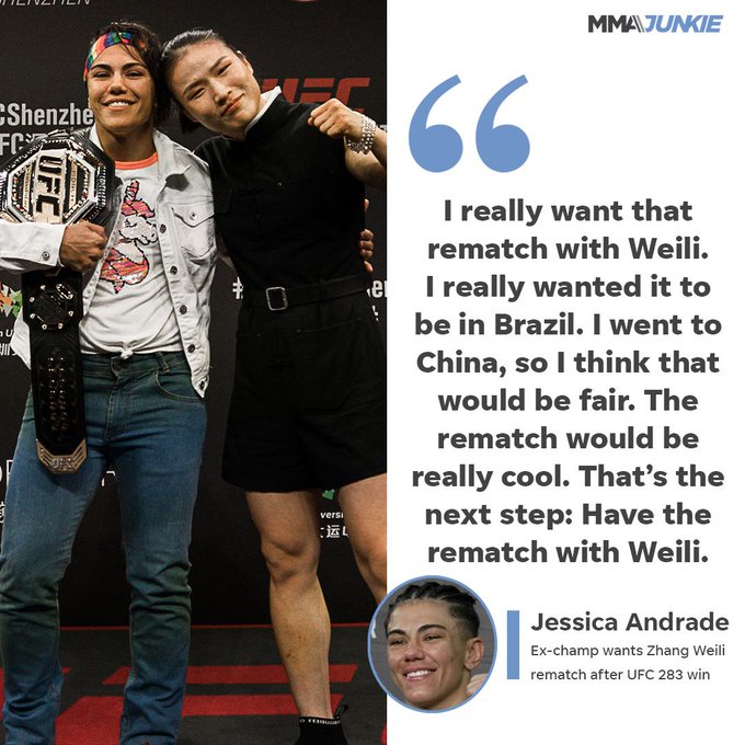 Jessica Andrade wants pay back with Zhang Weili 🇧🇷

#UFC283 | Read more: 