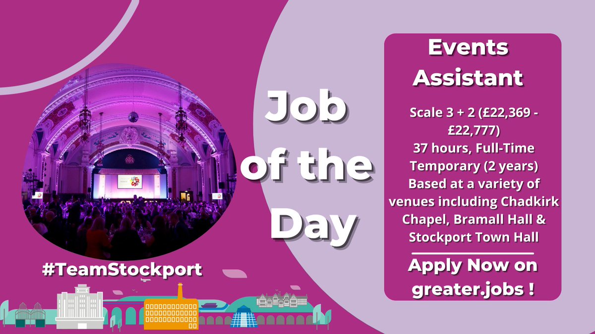 Are you a self-motivated &amp; results driven individual who excels in customer service? Do you have experience within the hospitality industry? If so, we have an exciting opportunity for an #EventsAssistant to join our <a href="/Stockport_Event/">Stockport Events</a> Team! 

Find out more 👉orlo.uk/rrTbK