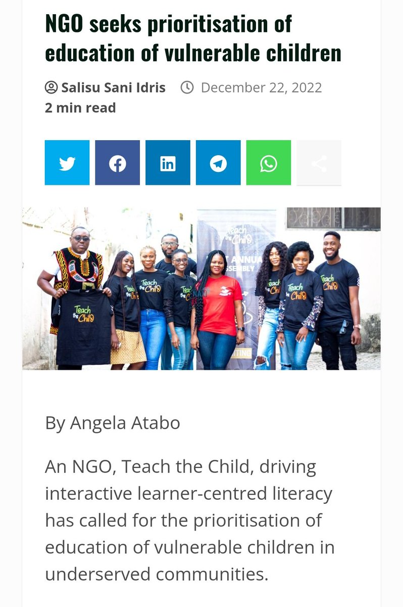 We were featured on the news🤩💯 Click the link below to read the article: nannews.ng/2022/12/22/ngo…

#nonprofit #nongovernmentalorganization #education #sdg4qualityeducation #nigeria #impact #innovation #inequality