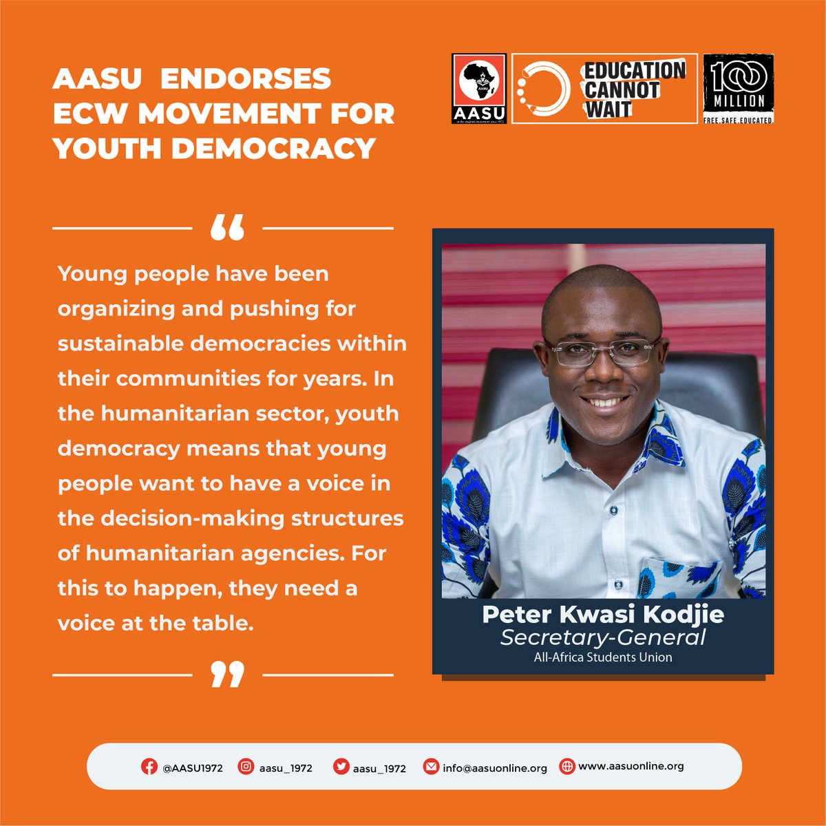 Young people have been fighting for their voices to be heard and for more democracy in their communities for years. We need to ensure youth have a seat at the table in humanitarian agencies, so their voices can be heard!
#youthdemocracy