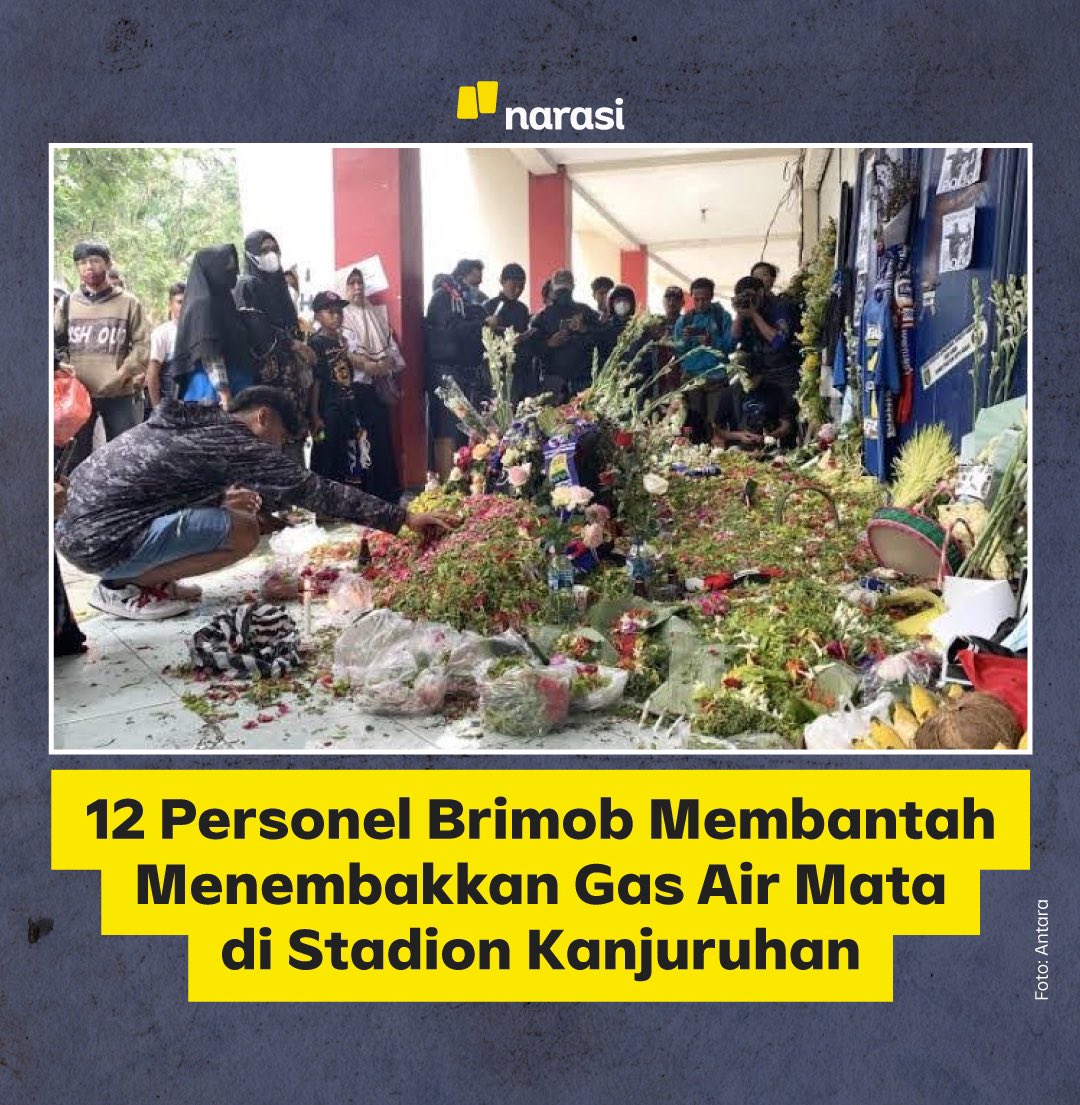 Bantahan ini disampaikan oleh 12 anggota dari kesatuan Brimob Porong Sidoarjo, Brimob Madiun serta Brimob Polres Malang, saat memberikan kesaksian dalam persidangan Tragedi Kanjuruhan di Pengadilan Negeri (PN) Surabaya, Jumat (20/1/2023) malam.

| Narasi Daily