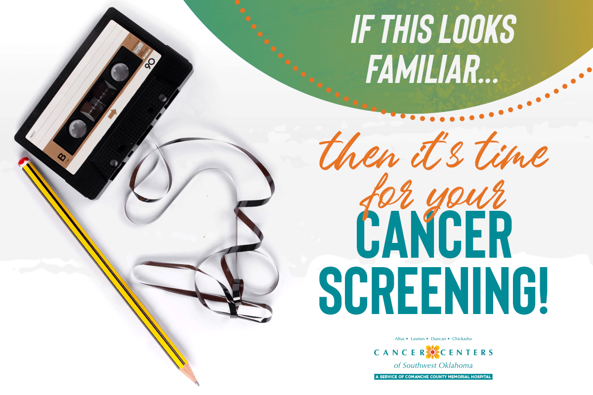CCSWOK's tweet image. If this was something you used to take your favorite music with you, it’s time to get screened! The Cancer Centers of Southwest Oklahoma offers free screening yearly in March, April, May, and September, as well as Lung Cancer screenings throughout the year.
