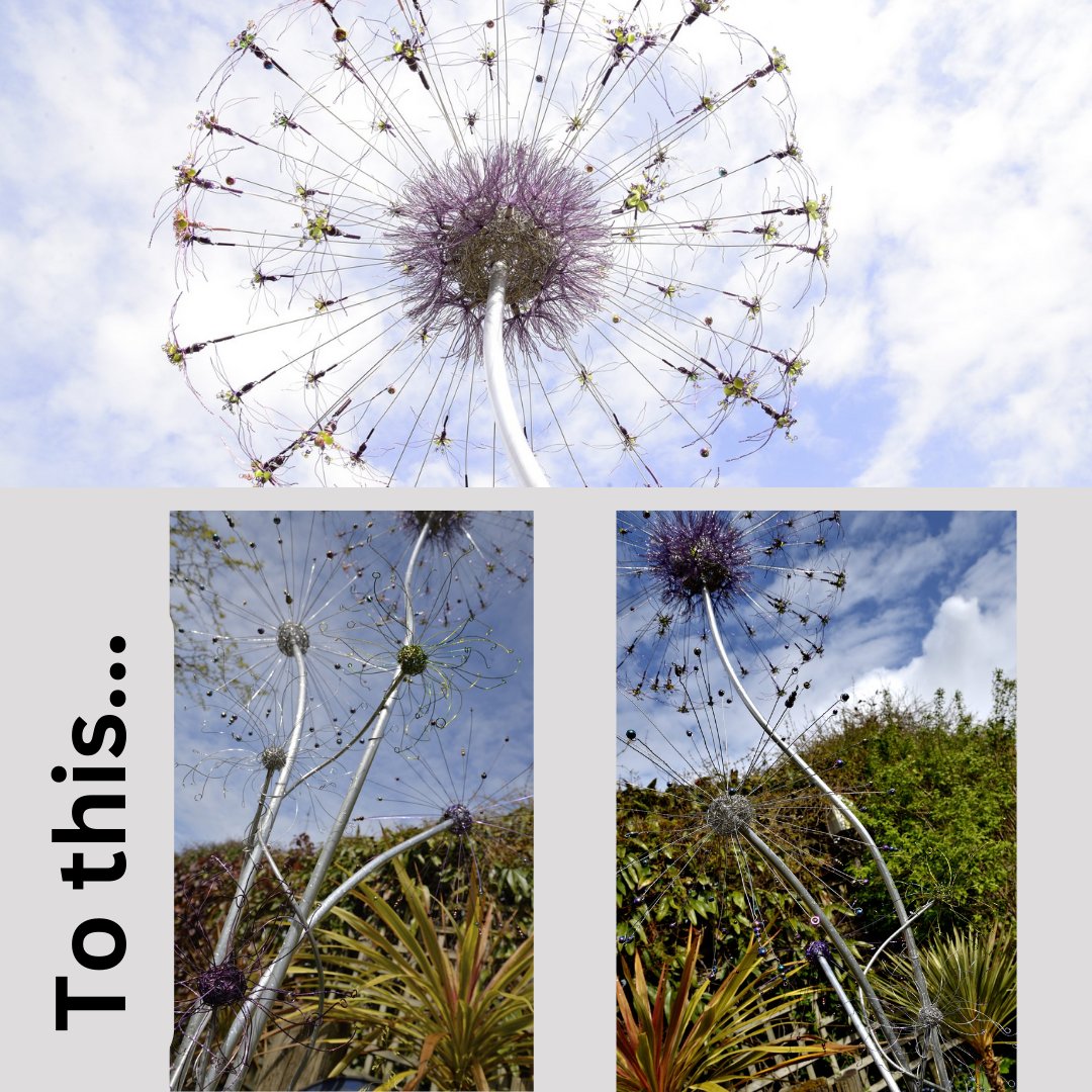 A stunning transformation of Aluminium tube and wire. Photos courtesy of <a href="/jopluckrose/">joanne pluckrose</a> @wildwiresculpturegarden  @inspiringwiring #metals4U
#onlinemetalsupplier #whenyouneedit #beforeandafter
#metalart #metalsculptures #wiresculpture #aluminiumtube
#metalwire  #jopluckrose