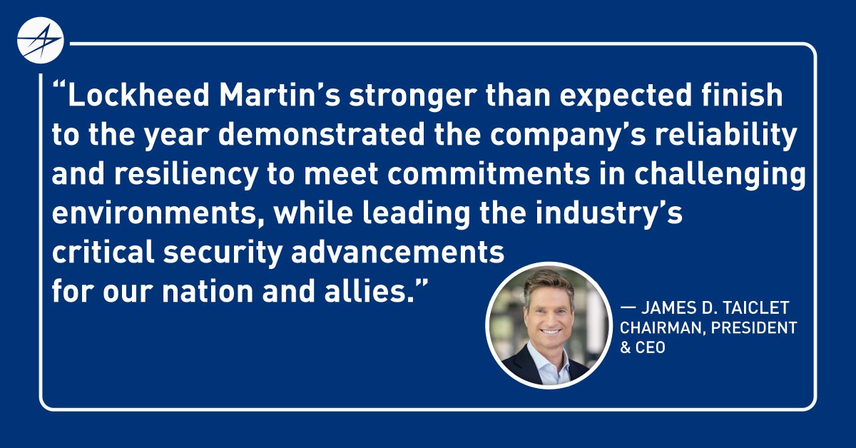 LMNews's tweet photo. Today @LockheedMartin announced its Q4 and full year earnings results for 2022. Read more: $LMT