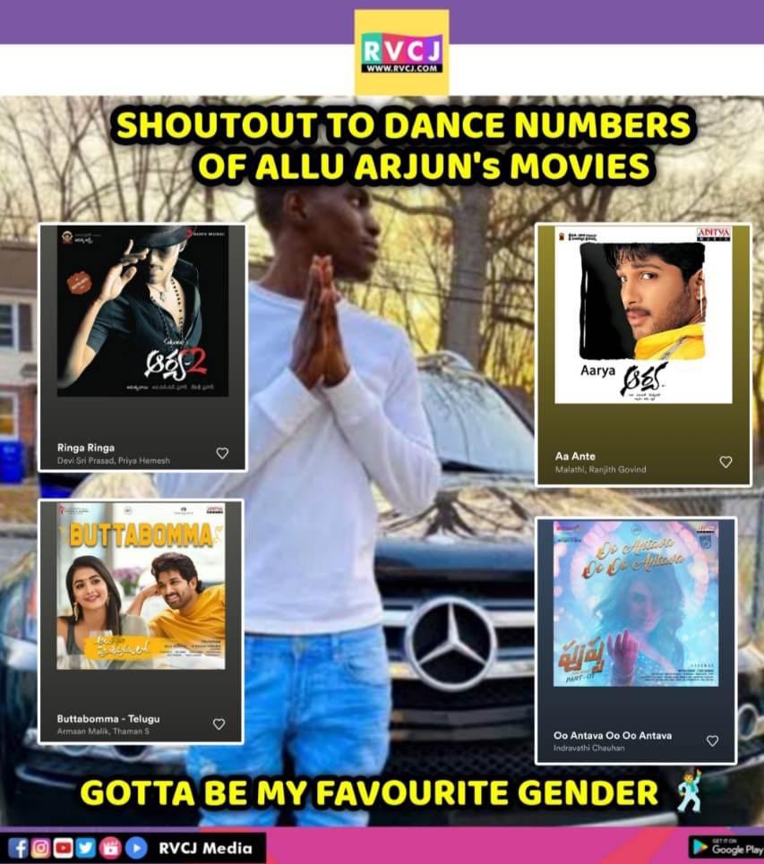 rvcjmovies's tweet image. Dance Numbers in Allu Arjun Movies!

#alluarjun #ringaringa #aaanteamalapuram #buttabomma #ooantavaooooantava #pushpa #telugusongs #tollywood #rvcjmovies @alluarjun
