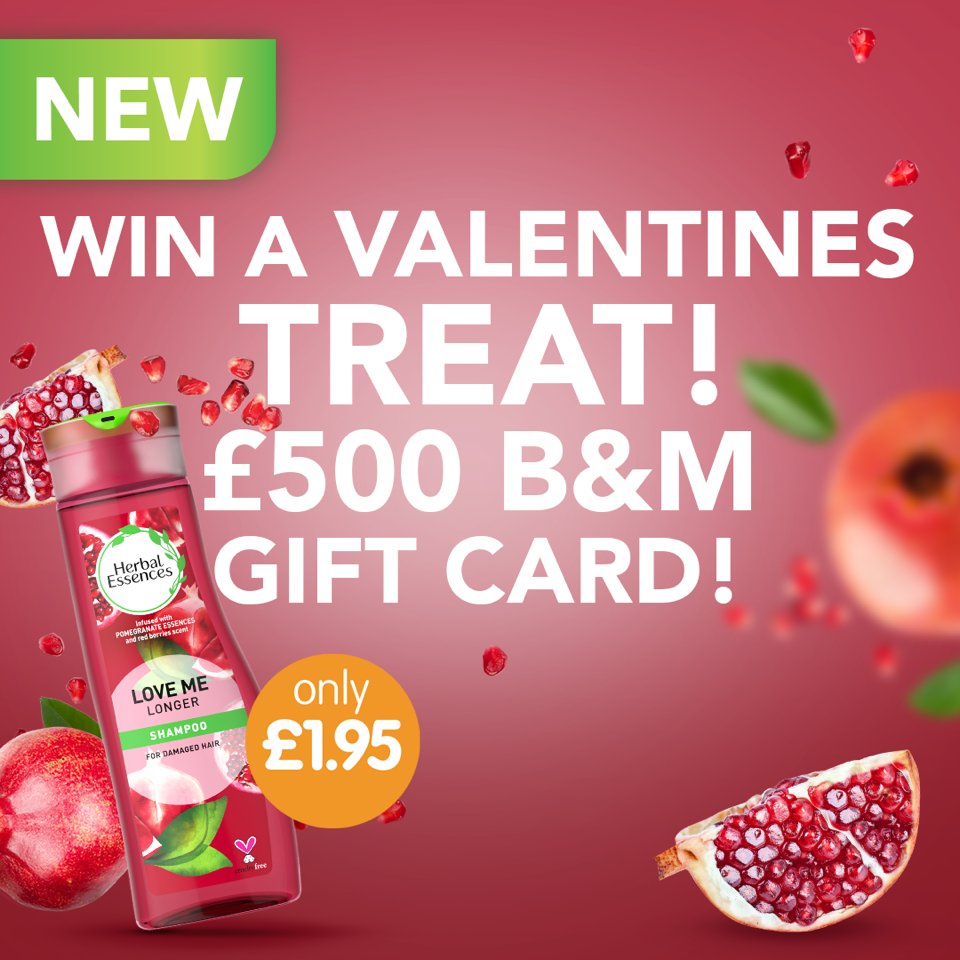 ❤️#COMPETITION TIME❤️ To celebrate the launch of @herbalessences #LoveMeLonger hair care range, we're giving away a MASSIVE £500 B&M gift card to ONE lucky winner! For a chance to #WIN; 1) FOLLOW US 2) RT this post 3) COMMENT #BMHerbalEssences Competition ends 9am 30/1/23