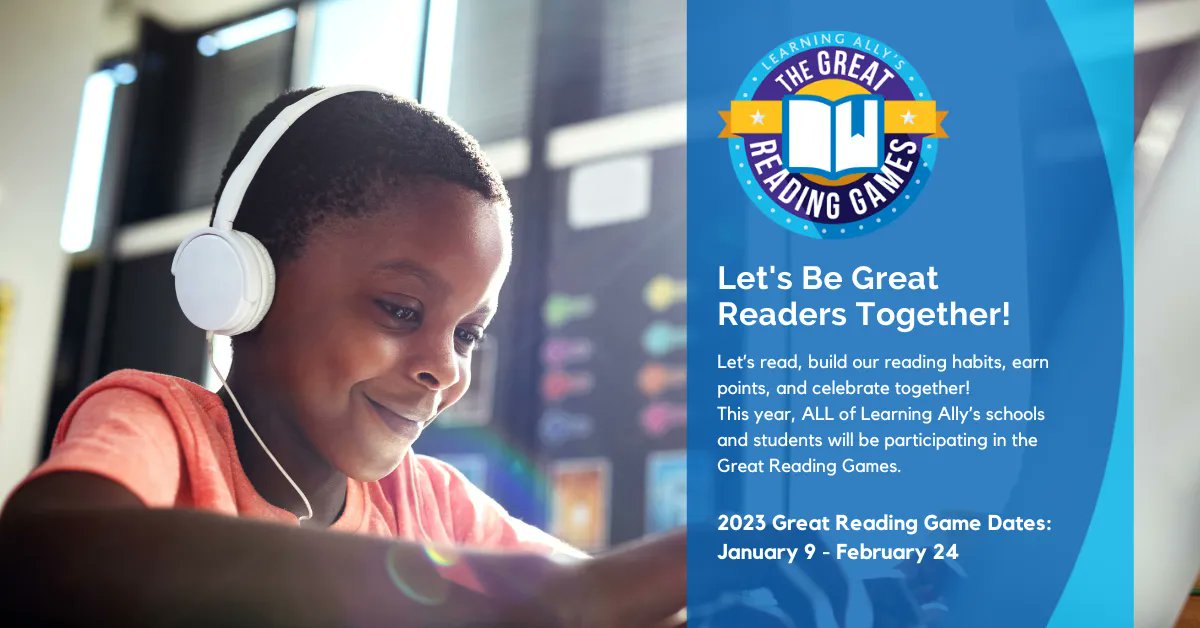 MandiRae1116's tweet image. Are you ready? @Learning_Ally's Great Reading Games began on January 9, 2023. Engage #strugglingreaders to read for 20 minutes a day. See the increase in fundamental #reading skills. #GRG23 #education  Learn more: buff.ly/3w9RTqg