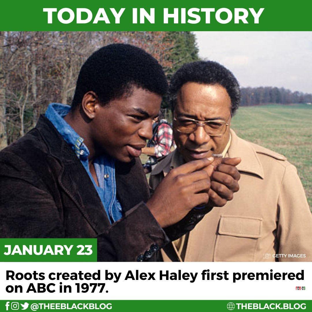 theeblackblog's tweet photo. #TodayinHistory Roots created by Alex Haley first premiered on ABC in 1977. The mini television series is based on the novel Roots: The Saga of an American Family by Alex Haley. Read more: https://t.co/Fu3I34kVJX
#TheeBlackBlog #BlackHistory #AlexHaley #bclrt https://t.co/yQ5Uw0Yrp1