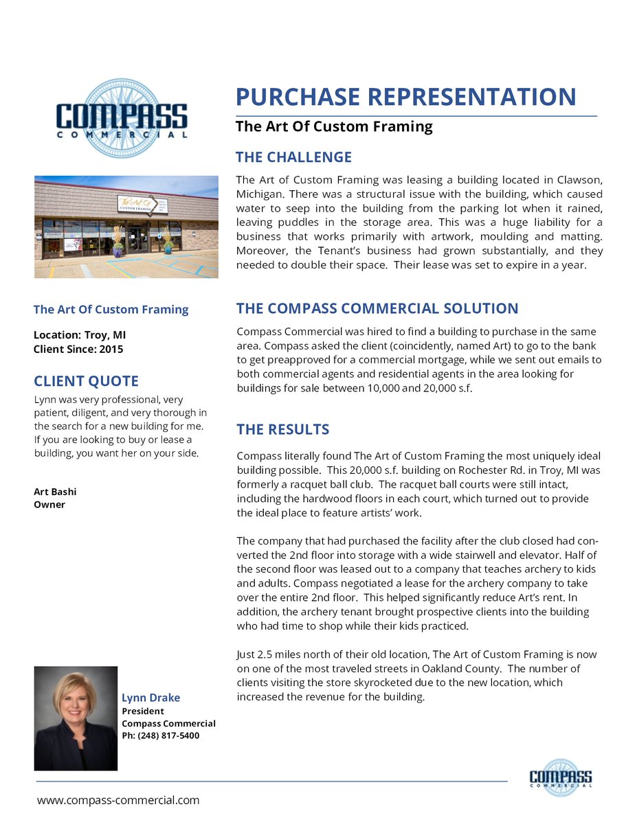 CompassComml's tweet image. A wonderful success story for Art Of Custom Framing. Compass Commercial helped them find a building unique to their company. 

Call us today to see if we can help you with your commercial real estate needs.