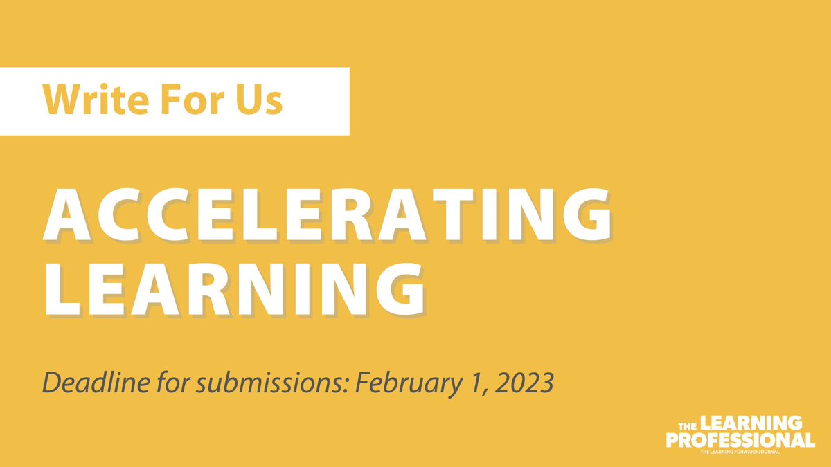 #TheLearningPro June issue will examine how PL enables Ts to assess students’ needs, engage in differentiated instruction, accelerate learning for Ss farthest behind, &amp; implement effective strategies for academic advancement. Submission deadline is Feb. 1. learningforward.org/the-learning-p…
