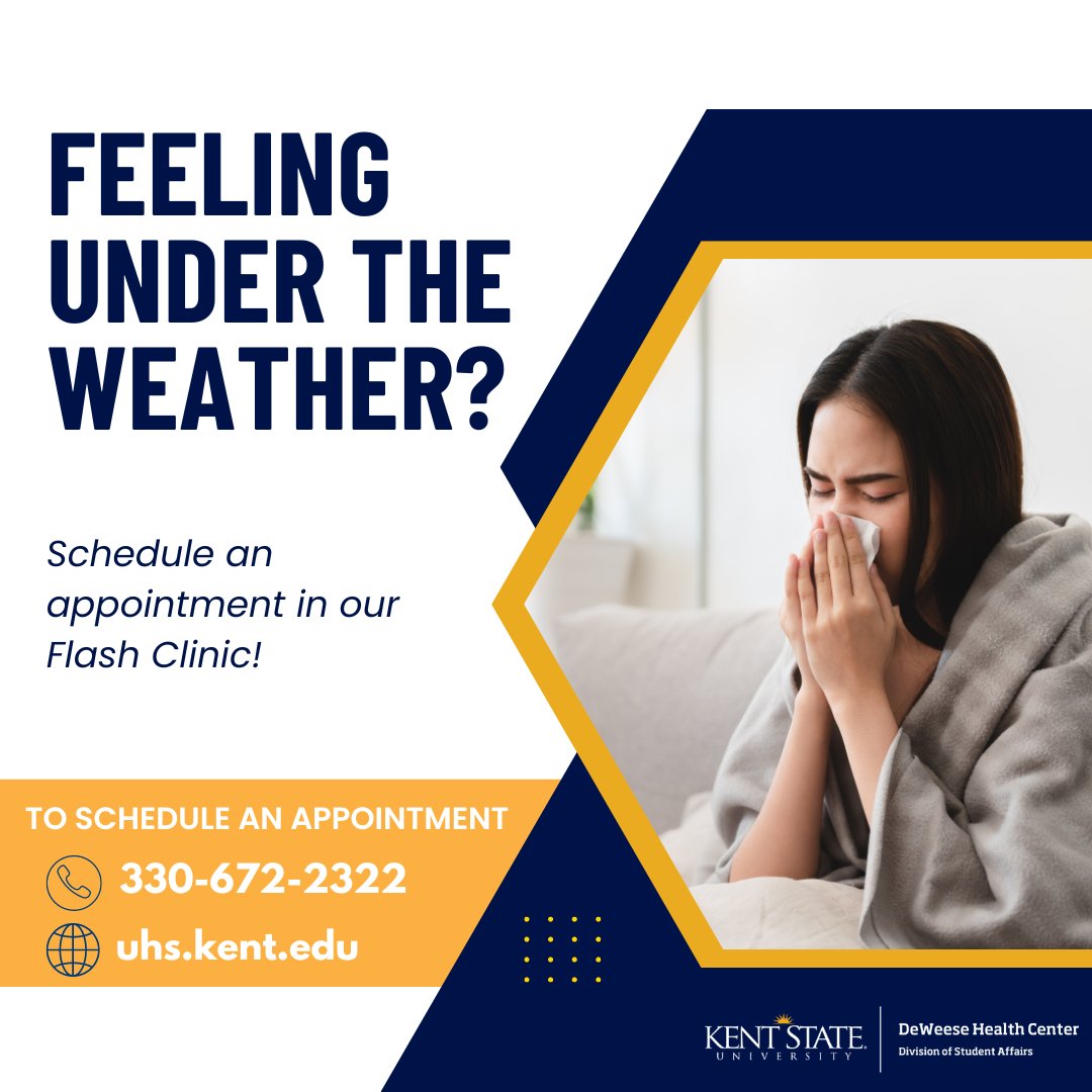 Visit our website, kent.edu/uhs, for more information, such as our appointment hours and billing information.