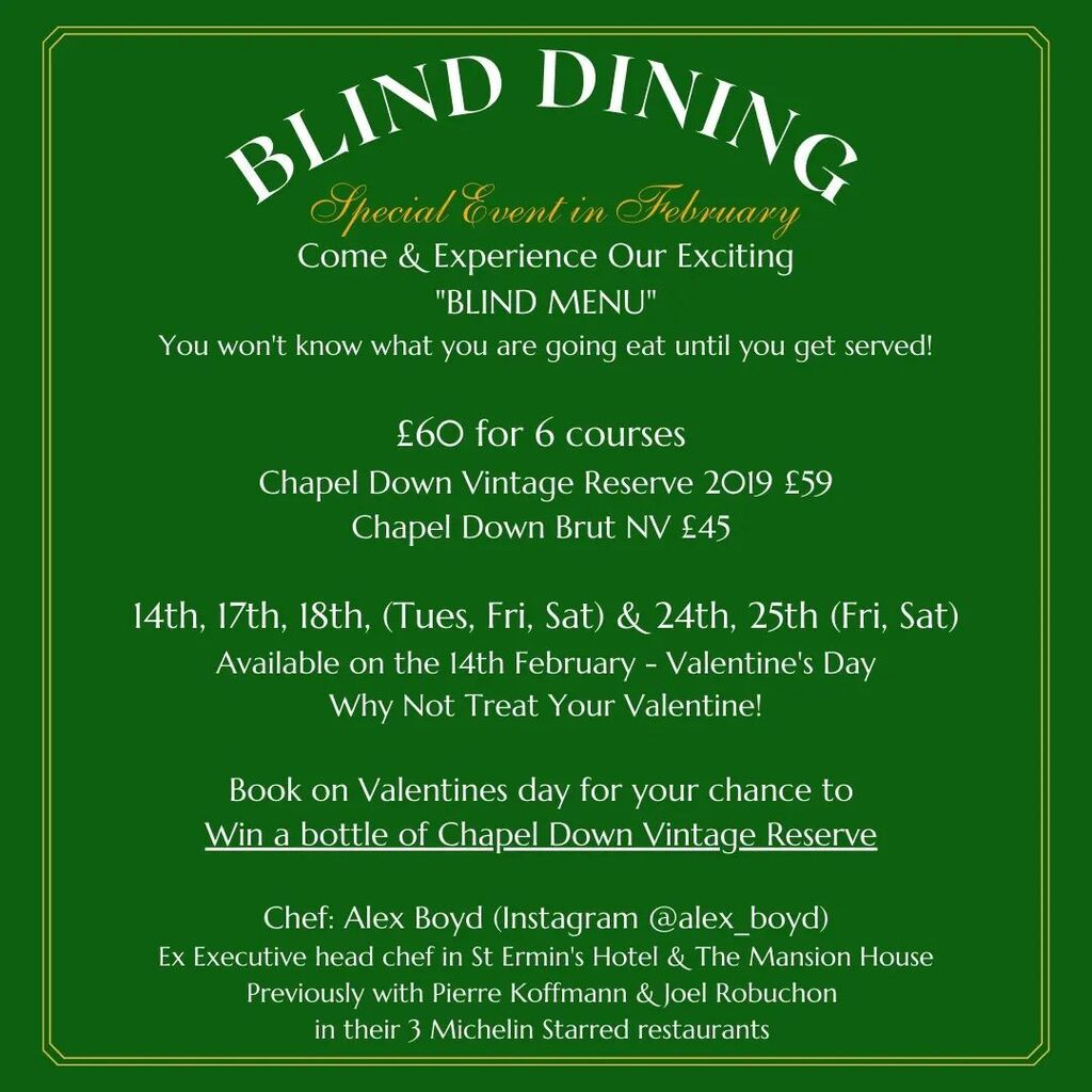 ChefAlexBoyd's tweet photo. Blind dining is putting your trust in the chef.
You just tell us anything you can't eat and we then prepare a beautiful meal for you.
Will there be a theme to the evening, will chef make completely individual dishes? 
We will just have to wait and see!
-… https://t.co/2KKSPzyDxk https://t.co/6AHSCyc2zf