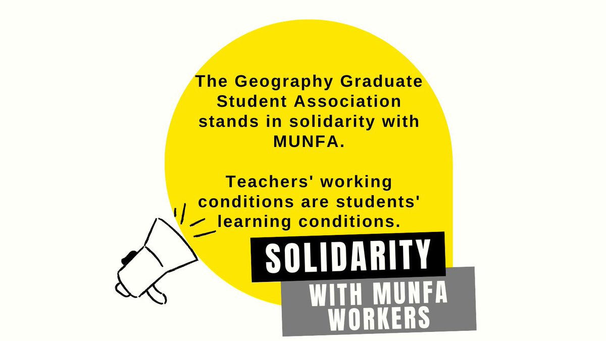 sammortonrye's tweet photo. @MUNGeog grad students @MemorialU support @MUNFaculty in the fight for a #FairDealAtMUN #FairDealAtMUNL We call on @GSUMUN and @TAUMUN_Official to show leadership and solidarity with MUNFA workers! Teachers’s working conditions are students’ learning conditions. https://t.co/NJadJjn5Xa