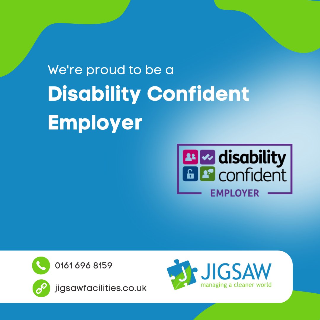 JigsawClean's tweet image. We're proud to be a #DisabilityConfidentEmployer, as part of the Government's Disability Confident Scheme. We are committed to ensuring our recruitment process is inclusive and accessible.

Read more about us and what we do here: jigsawfacilities.co.uk

#professionalcleaning