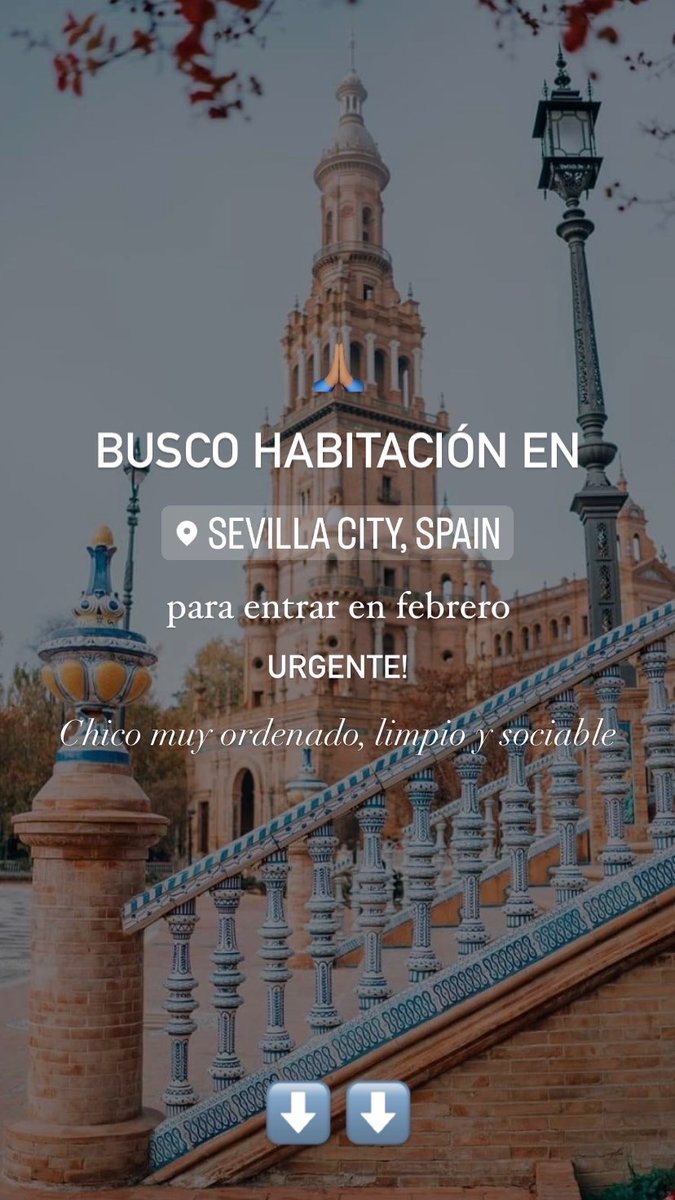 mariaperea___'s tweet photo. Busco habitacion para un amigo en Sevilla que entra en febrero!!

Es muy ordenado y muy buena persona😊

Difundid porfi🫶🏼 https://t.co/mhV4jADGKP