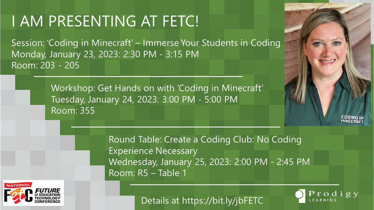TechisforGirls's tweet image. FETC starts today!! I can't wait to meet and hang out with amazing educators from all over the world! For those interested in #CodinginMinecraft, check out any of my sessions. I may also be carrying some swag!! #FETC @fetc