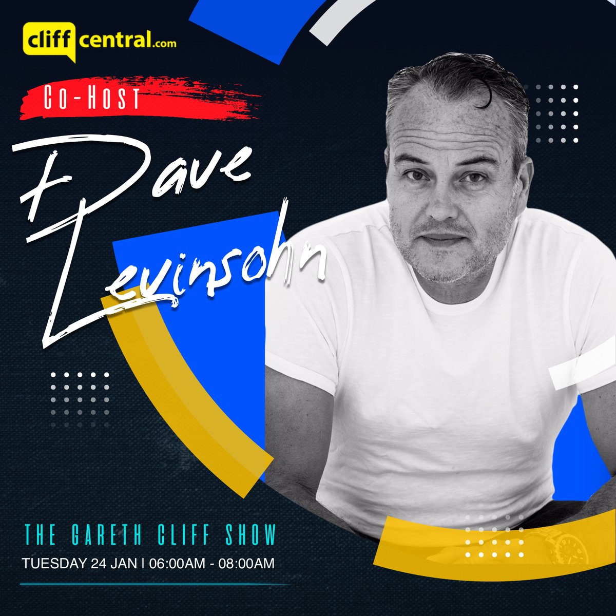 _TheRealNetwork's tweet photo. Coming up tomorrow on The @GarethCliff Show: Comedian Dave Levinsohn is our special guest co-host!
Watch The #GCSlive at https://t.co/eiOQcL6QT4 or right here - or get the podcast later... https://t.co/GSwh8PZah8