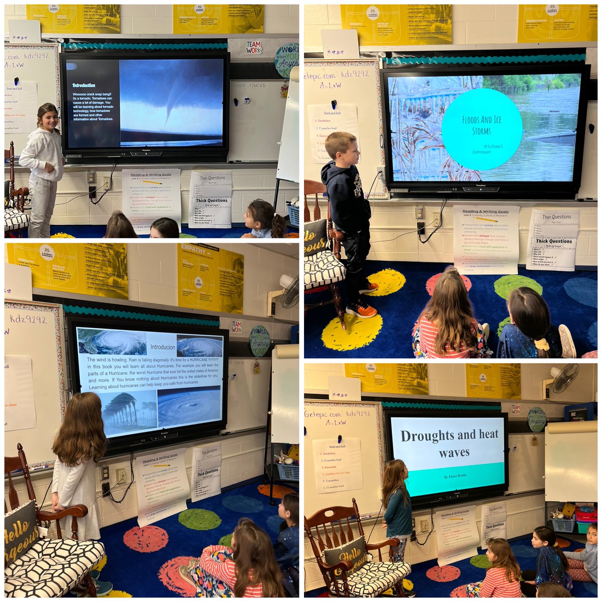 Mrs_JCrawford's tweet image. 3C loved learning all about different types of extreme weather from their classmates! Ss had a  blast researching and sharing their knowledge with their friends! Reading, writing, science AND presentation skills! #teachingforunderstanding #profileofaramseygraduate