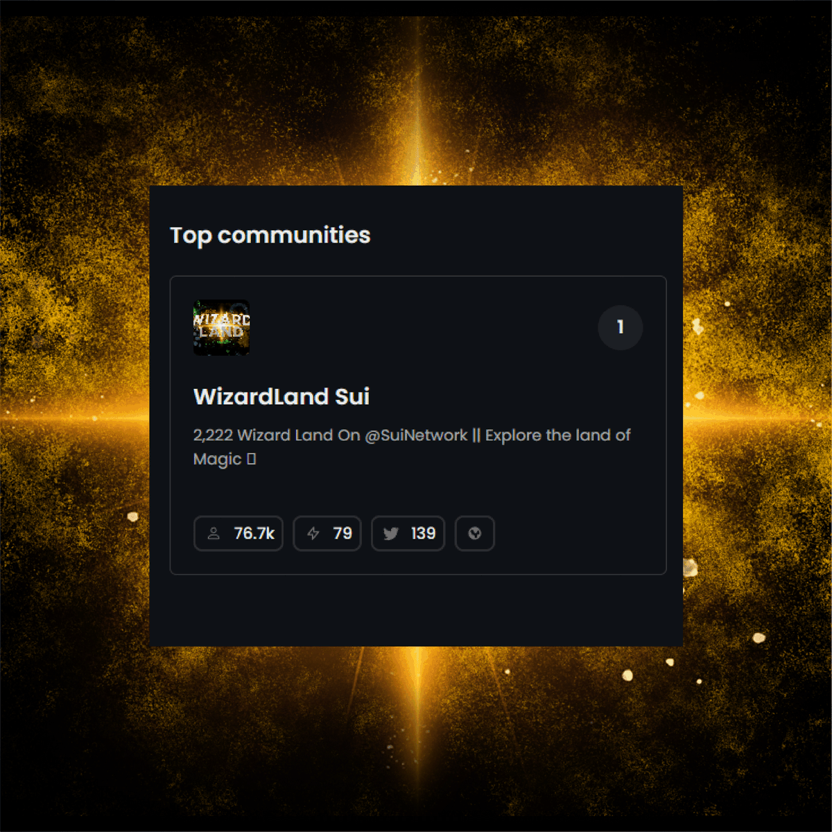 WizardLandSui's tweet photo. We are very happy to tell you! Wizardland is ranked 1 🚀 of top communities on the crew3! 🧙‍♂️

Always turn on notifications 🔔 because this week the crew3 quest will be opened again to get the White Wizard &amp; OG Wizard roles! 🧙‍♂️🪄

Expanding the magic land &amp; Let's Make the Magic 🪄 https://t.co/Tej9rFQjY2