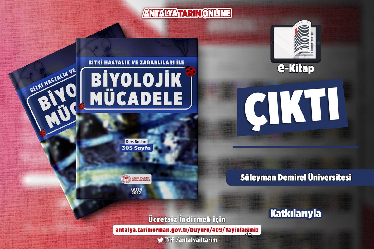 Tropik Meyve Yetiştiriciliği
Avokado Yetiştiriciliği
Zeytin Yetiştiriciliği 
Biyolojik Mücadele 

#MÜJDE

Binlerce sayfa  e-Kitabımız #ÇIKTI

#GelecekTarımda
#TarımAntalyada

#Ücretsiz İndirin👇
antalya.tarimorman.gov.tr/Duyuru/429/Yay…

<a href="/gokhankaraca_/">Gökhan Karaca</a> <a href="/alicandir/">ALİ ÇANDIR</a> <a href="/ersinyazici1/">Ersin YAZICI</a> <a href="/VahitKirisci/">Prof.Dr.Vahit Kirişci</a>