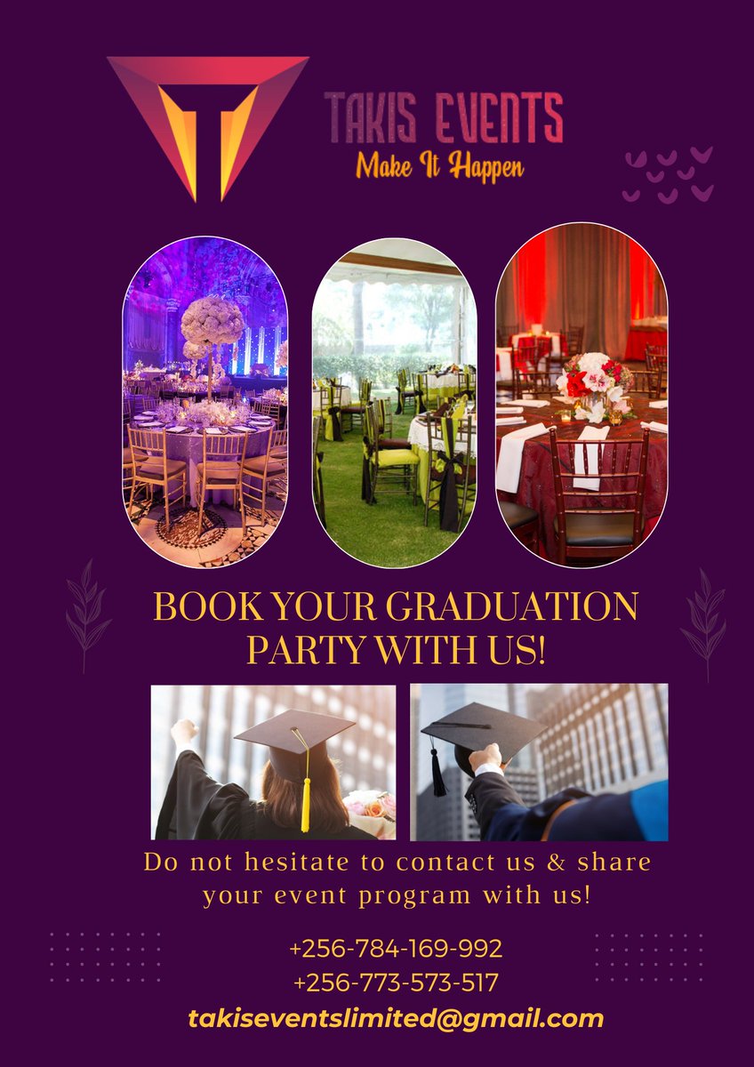 Bakka_Wilber's tweet photo. Planning to have a party?🎉 Let us handle the stress so your event is a success.😊 Reach out for various plans and options that suit your events needs. We do the work.💪 You have the fun.🥂
#takisevents #graduation #party #events #celebrations #eventplanning https://t.co/nigRbsFNmS