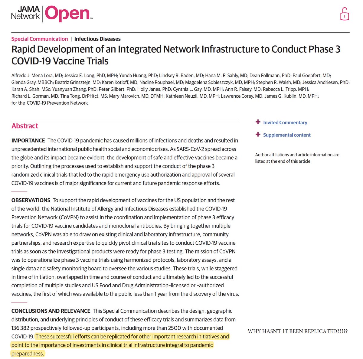 EricTopol's tweet image. How Operation Warp Speed achieved its mission for rapid development of Covid vaccines
jamanetwork.com/journals/jaman…
Why hasn&apos;t the US reloaded to do this again for better vaccines (nasal, pan-variant, more durable, less side effects)?