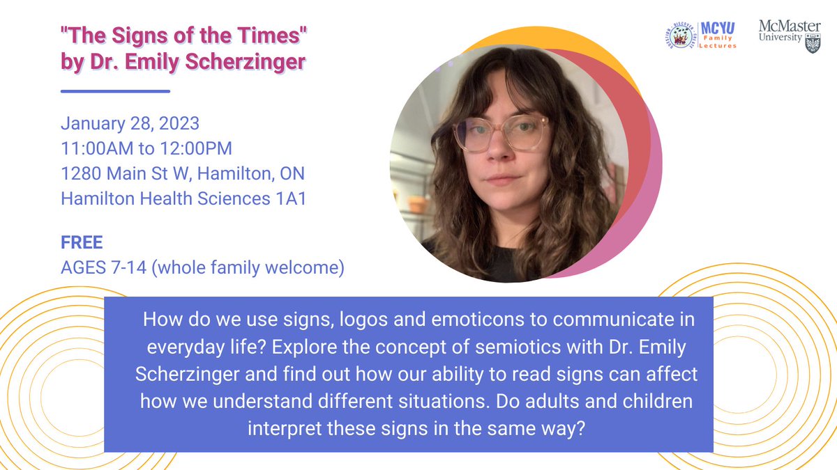 McMasterCYU's tweet photo. Join us this upcoming Sat. Jan.28 at 11am for our next #MCYU Family Lecture presented by one of our very own team members - Dr. Emily Scherzinger. Register @ https://t.co/r6jGjolmUo
#HamOnt #McMaster #childrights2023 #QuestionDiscoverCreate https://t.co/NrTlBOW2ez