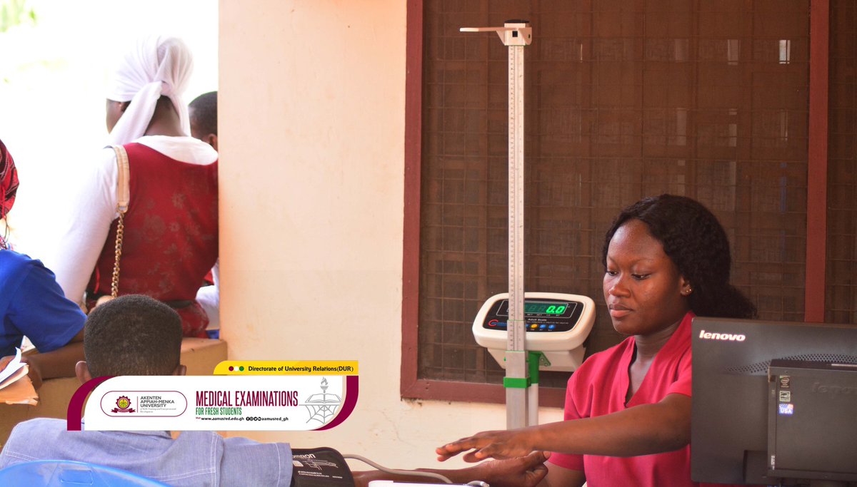 hawking_glow's tweet photo. The University Clinic has begun Medical Examinations for Fresh Students today, January 23, 2023.
Book an Appointment now!! >> https://t.co/7jJVYssDLQ
#WelcomeToAAMUSTED
#MedExamsForFreshers
🔴🟠🟢DUR https://t.co/AR0Ie76pjm