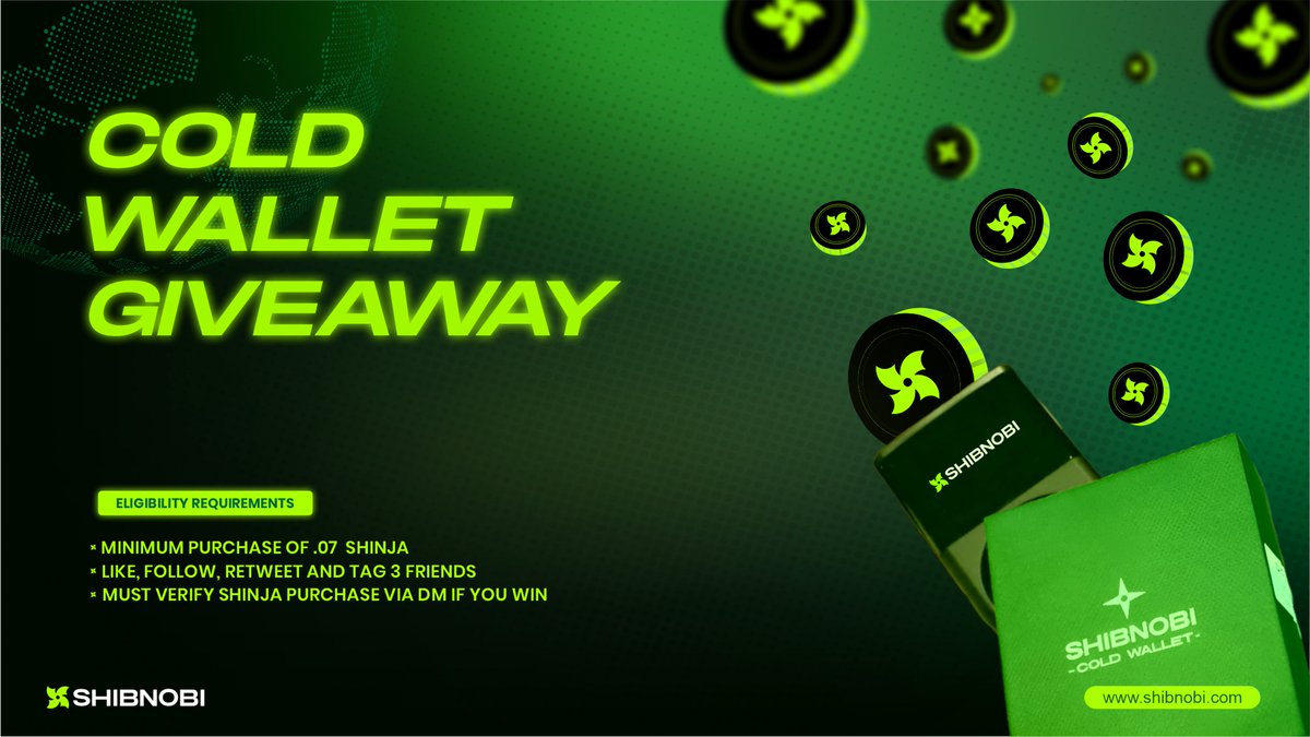 Attention Shibnobi community! We're giving away cold wallets to keep your crypto safe and secure. To enter, simply retweet this post and follow us. Winners will be announced everyday. 
 Don't miss out! 
#Shibnobi #coldwallet #giveaway