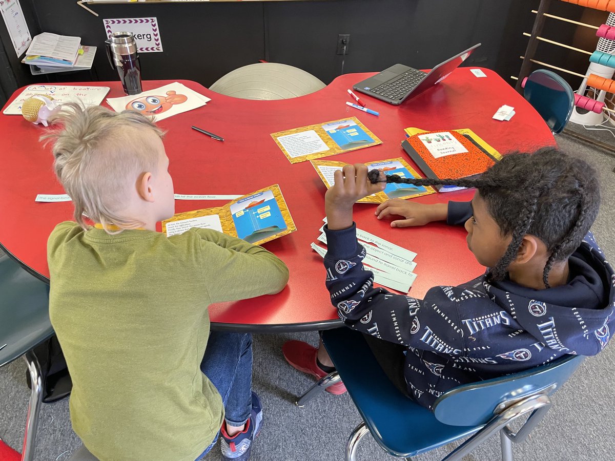 Working together to sequence the steps of using a sonar #readingintervention ⁦@SmyrnaElem_TN⁩ #cooperativelearning